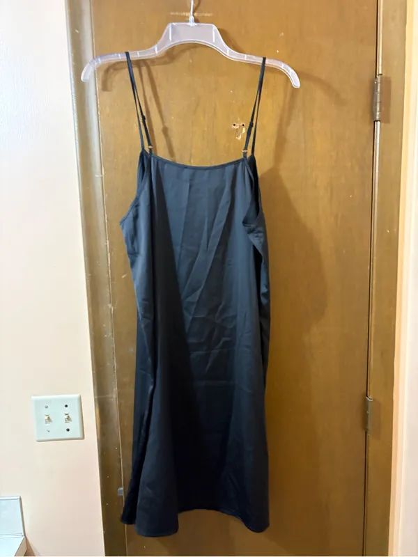Dressed in Lala black satin slip dress - Image 3