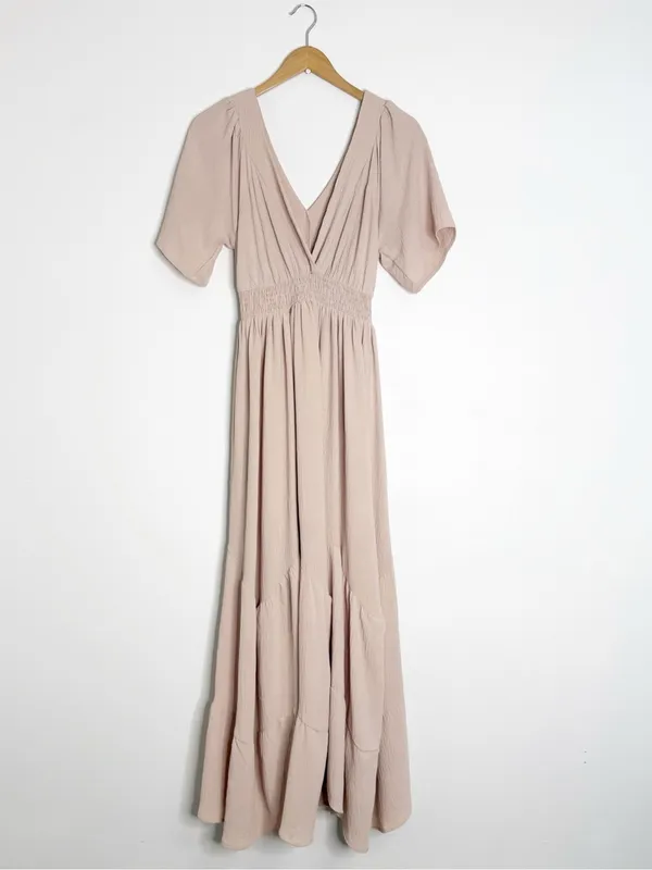 Baltic Born Delilah Maxi Dress Blush Pink Size Small Smocked Waist - Image 3