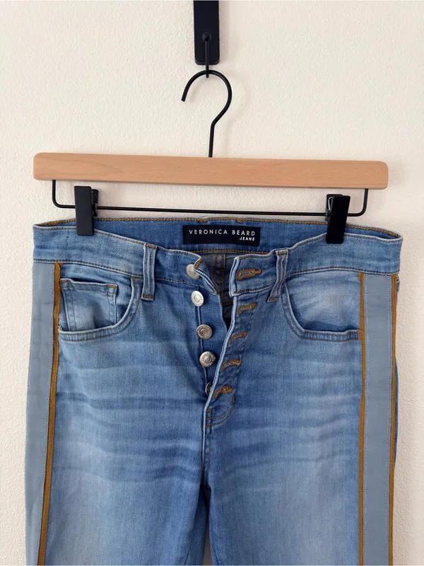 Veronica Beard Carolyn Baby Boot High Rise Tuxedo Stripe Crop Jeans 29/8 - Image 4
