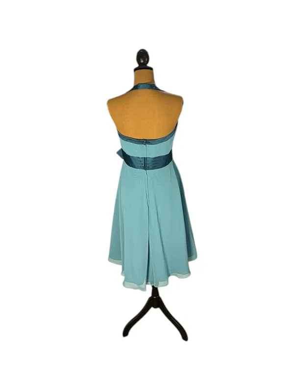 Vintage Alfred Angelo Y2K Aqua Halter Formal Dress Fairy Halloween Costume US 8 - Image 3