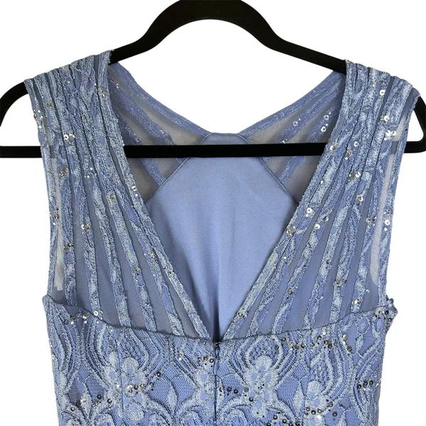 R&M Richards Dress Women's 10 Lace Sequin Maxi Formal Gown Homecoming Blue‎ - Image 6