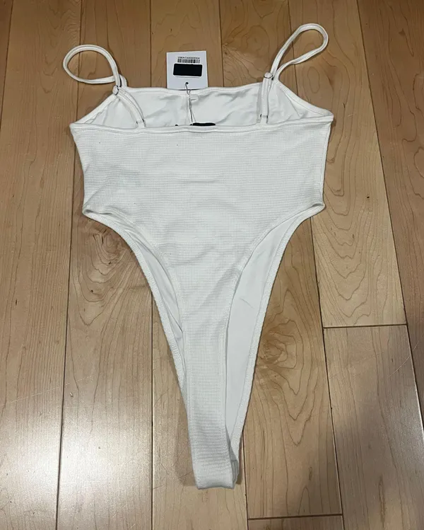 Adika White High Cut Bodysuit - Image 3