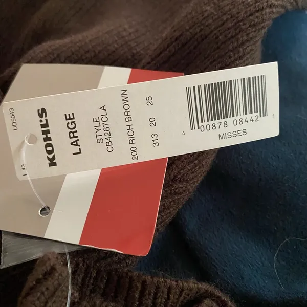 NWT Croft & Barrow women's brown cardigan size Large body 100% acrylic - Image 7