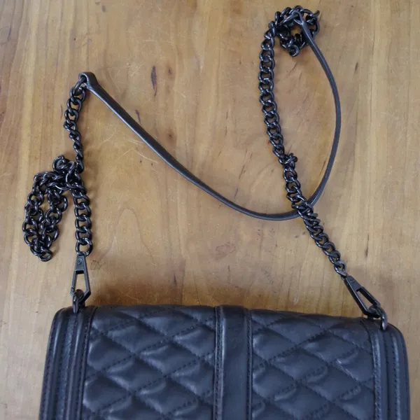 Rebecca Minkoff Black Quilted Leather Turnlock Closure Crossbody Purse - Image 6