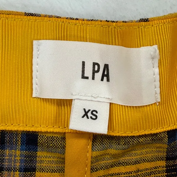 LPA Butter Yellow Plaid‎ High Waisted Straight Leg Pants Women's XS - Image 6