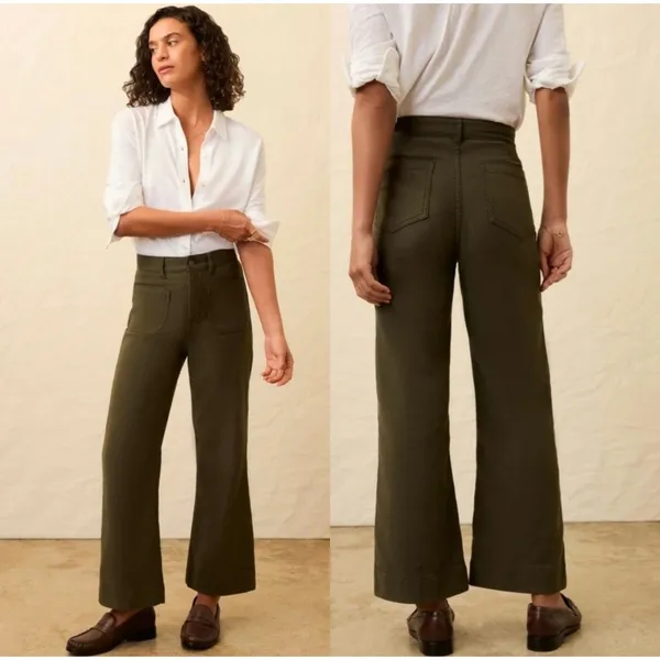 Faherty Stretch Terry Patch‎ Pocket Wide Leg Utility Coastal Sage Green 31 - Image 2