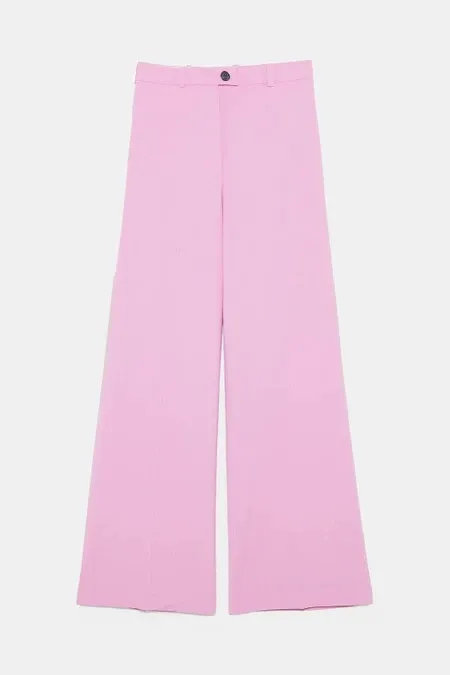 ZARA NWT Pink High-waisted WIDE LEG MENSWEAR STYLE PANTS. - Image 12