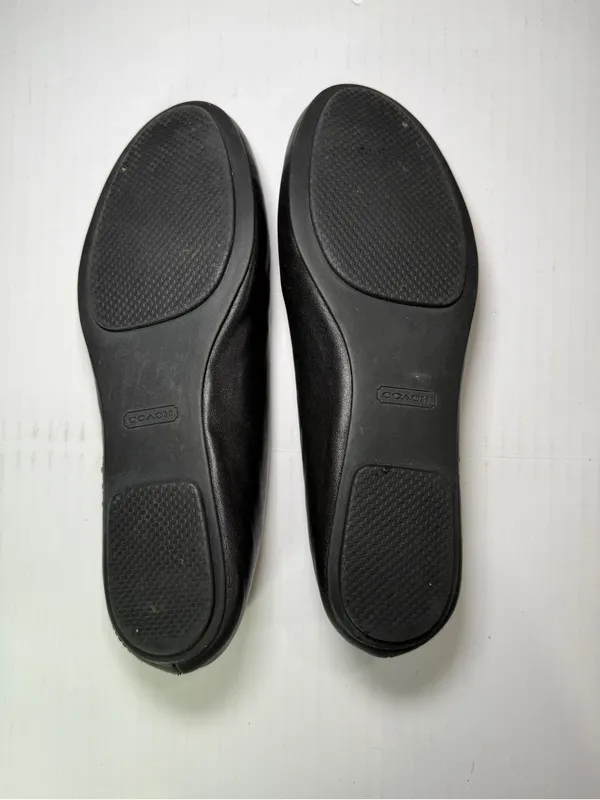 Coach Black Leather Studded Round-Toe Flats measure size 7 - Image 8