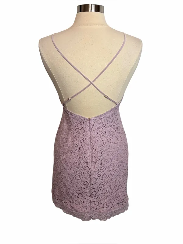 VINTAGE VICTORIA’S SECRET Lavender‎ Lace Mini Bodycon Dress, Medium - Image 5