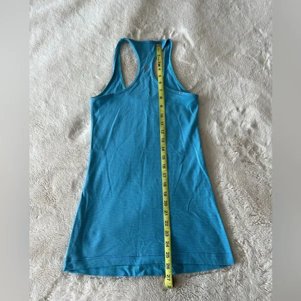 Lululemon Cool Razorback Athletic Gym Tank Top Blue Lavender Purple Stripes - Image 2
