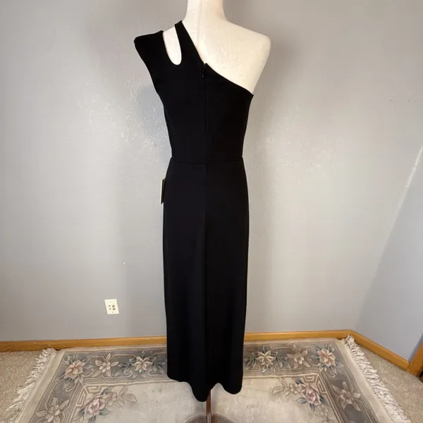 Alamour‎ Marta One Shoulder Maxi Dress Size M Cutout Gown Black Ponte High Slit - Image 5