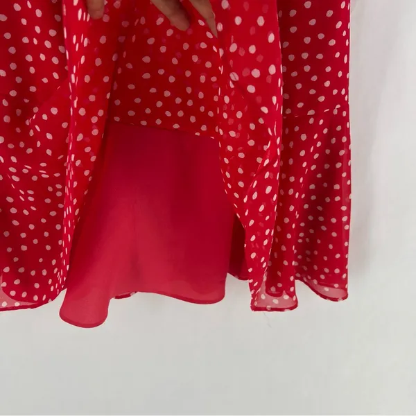 Keepsake Moonshine Dress Red Polka Dot Chiffon Flutter Sleeve Mini Dress Size XS - Image 9
