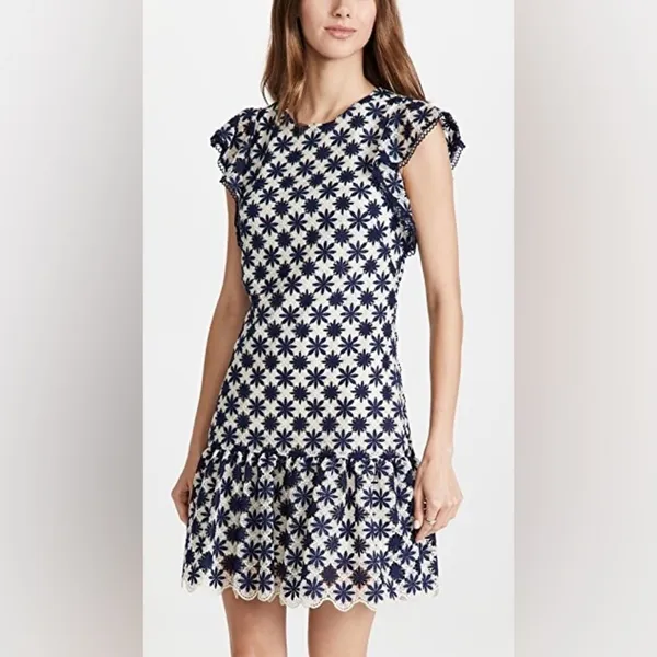 NWT Shoshanna Kassia Mini Dress Navy Ivory‎ Lace Size 10 - Image 3