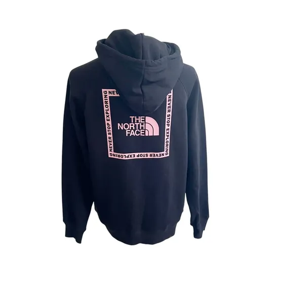 The North Face Hoodie Women's Medium Black Chest Logo Kangaroo Pocket Athleisure - Image 2
