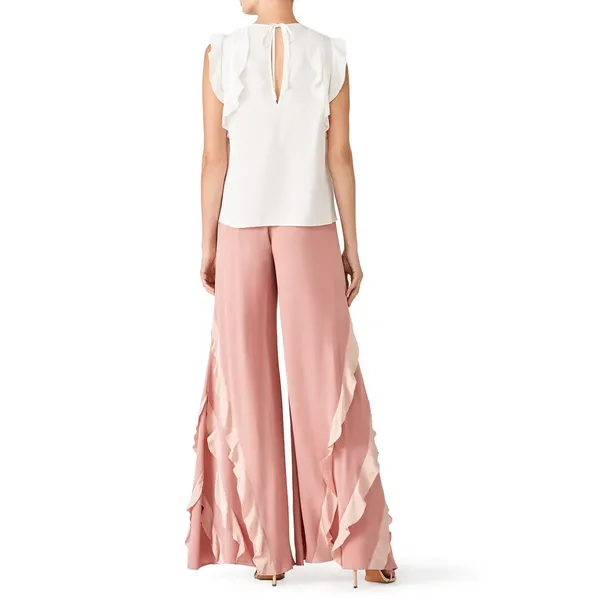 Alexis Julless Pants Rose Pink Wide Leg Ruffle High Waisted Trousers XS - Image 2