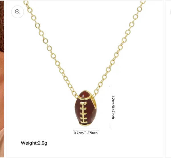 GAMEDAY CHARM STAINLESS STEEL NECKLACE-Football - Image 2