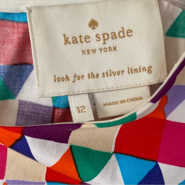 Kate Spade New York Abbey Colorful Geometric Print Dress Silk Blend size 12 - Image 8