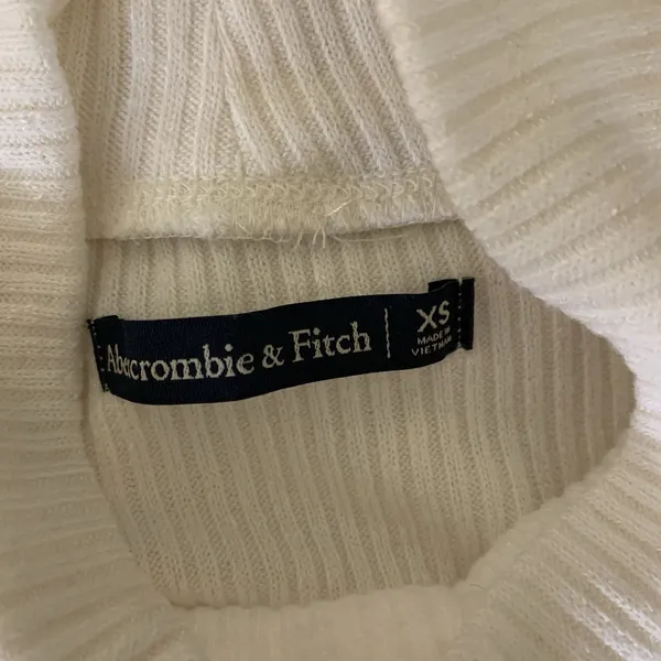 Abercrombie‎ Fitch White Ribbed Turtleneck Slim Fit Long Sleeve Top XS - Image 3