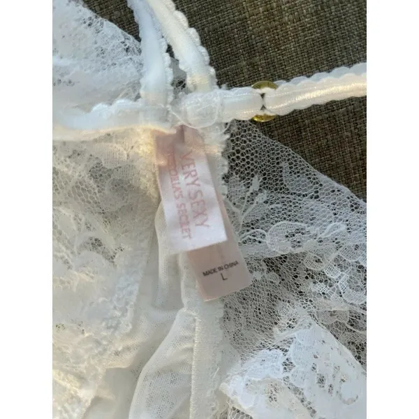 Victoria's Secret White Very Sexy Lace Babydoll Bra Cami Nightie VS Size Large - Image 5