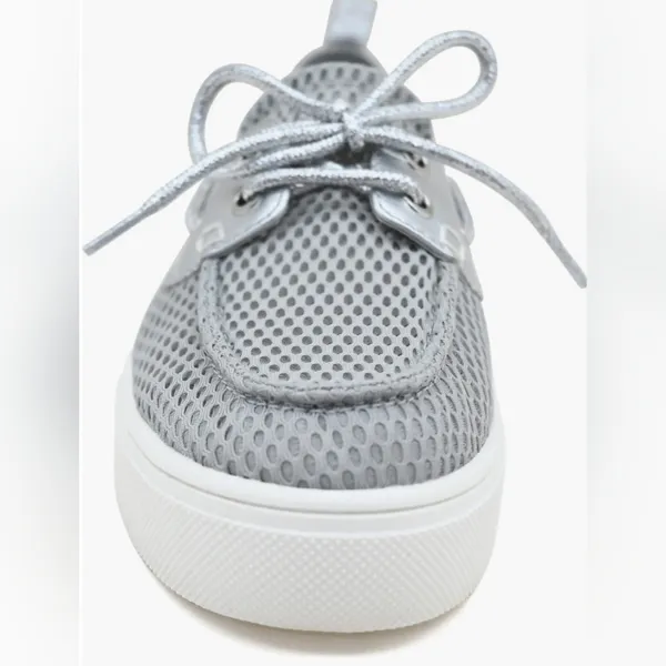 Kenneth Cole Reaction Silver Mesh Platform Lace-Up Sneakers - Image 4