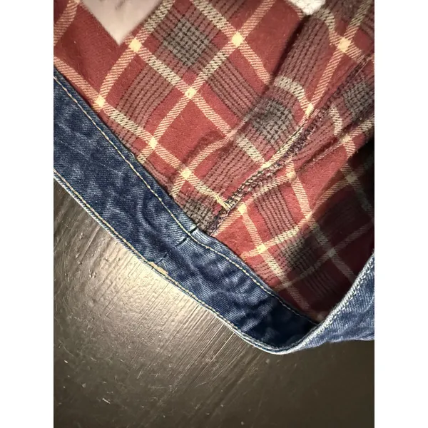 Dickies Flannel Lined Jeans Womens 10‎ Medium Wash Straight Leg Plaid Denim Blue - Image 4