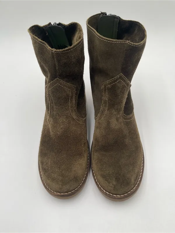 Antonio de Faria Mila Olive Green Suede Ankle Boots Western Zip Portugal Sz 7.5 - Image 7