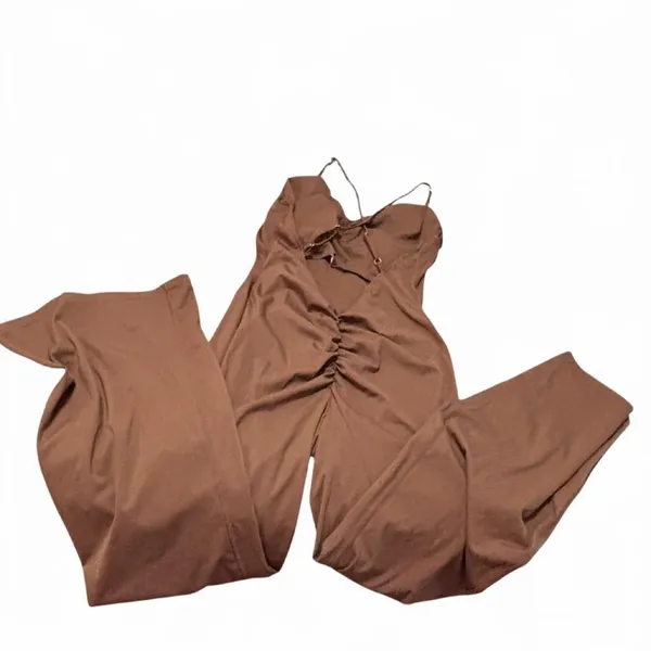 chocolate brown wide-leg jumpsuit Size XL - Image 6