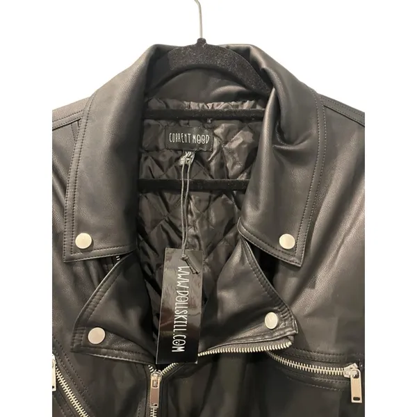 Dolls Kill Current Mood NWT Circuit Breaker Moto Trench Coat Sz XL Vegan Leather - Image 6