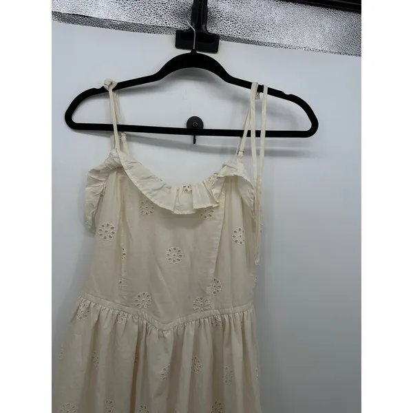 Celebrity Pink Eyelet Midi Dress XS Ivory Cottagecore Coquette Tie Strap - Image 8