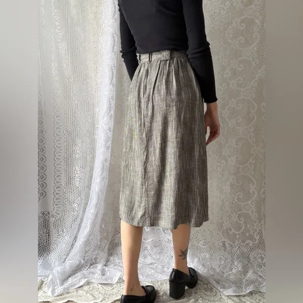 Vintage 90s Button Front Midi Skirt Norton McNaughton Size 8 - Image 3