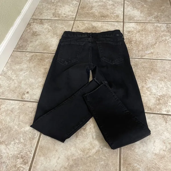 Mother Looker Ankle Fray Jeans Guilty as Sin Black Distressed Skinny 27 EUC - Image 11