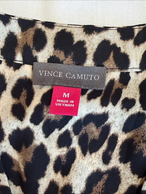 Vince Camuto Leopard Print Sleeveless V-Neck Top - Beige, Black - Image 2