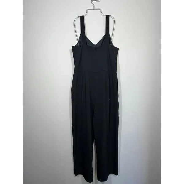 Everlane Japanese Goweave Slip Black Wide Leg Cropped Jumpsuit Size 10 - Image 2