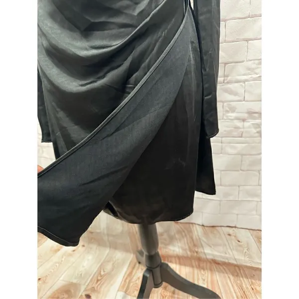 Black Cold Shoulder Long‎ Sleeve Mini Dress Wrap V Neck Cocktail - Image 8