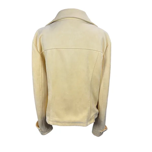 Laundry by Shelli Segal‎ Butter Yellow Faux Suede Motorcycle Jacket XL Biker - Image 4