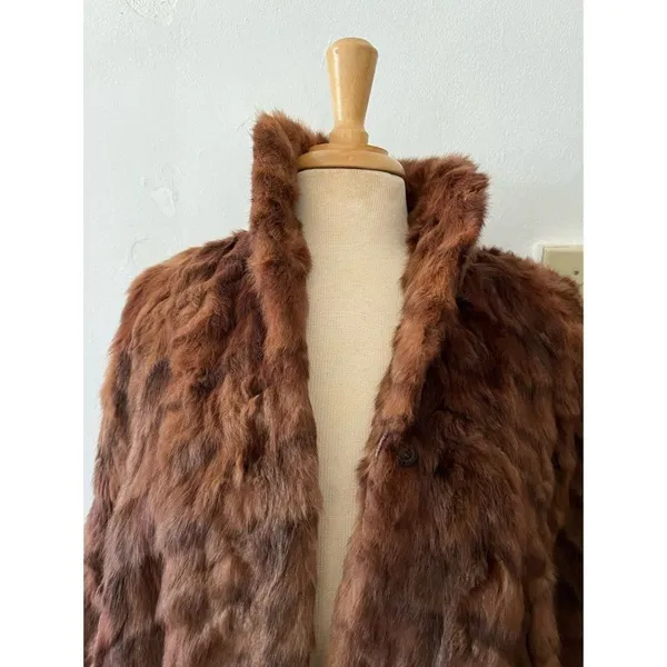 Vtg 50s 60s Rabbit Fur Cape L Old Hollywood Quiet Luxury Mob Wife Elegant Regal - Image 3