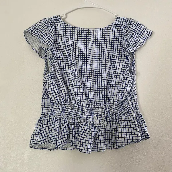 Universal Threads Blue Check Ruffle Peplum Top Small - Image 3