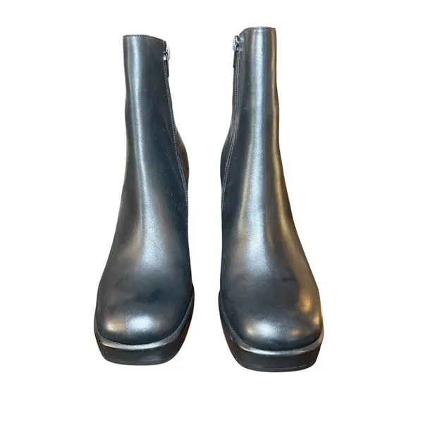 Jeffrey Campbell‎ Womens Black Leather Platform Square Toe Ankle Boots Size 9.5 - Image 6