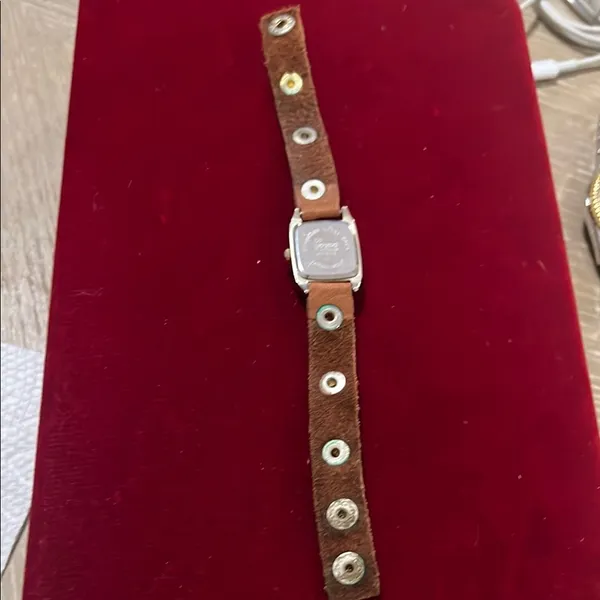 Geneva Brown Studded Leather Watch - Image 5