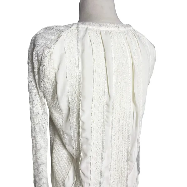 ANTHROPOLOGIE ONE SEPTEMBER Women’s Boho Ivory Sweater Knit Lave Top - Image 7
