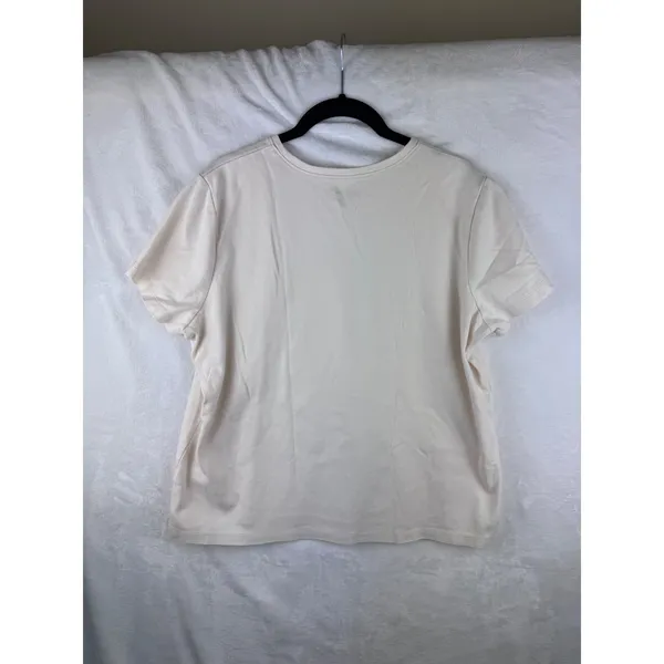 L.L.Bean Womens XL Reg Cream Short Sleeve Crew‎ Neck T Shirt Cotton Basic - Image 2