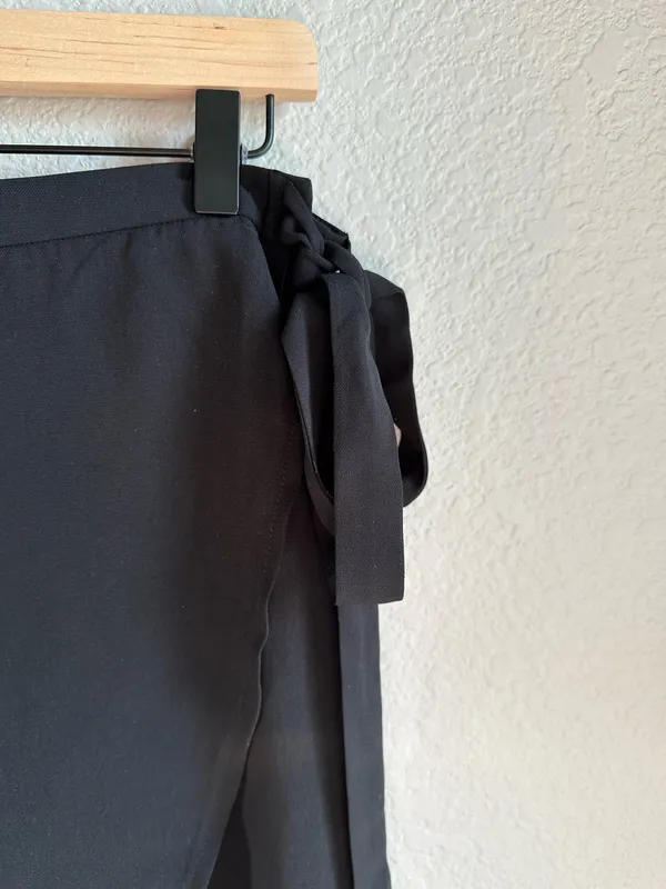 Tobi Black Asymmetrical Wrap Side Tie Midi Skirt - Image 4
