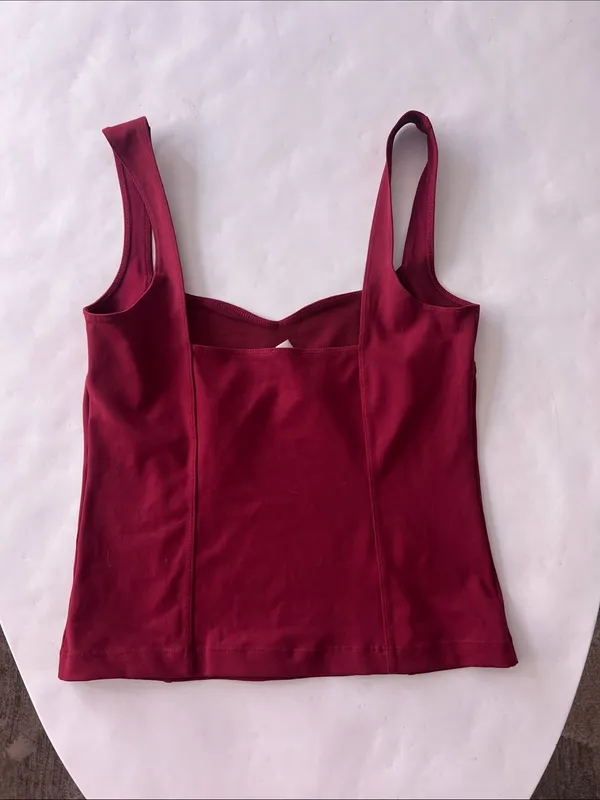 Free People Somewhere Sometime Corset Style Sleeveless Top Deep Red M - Image 6
