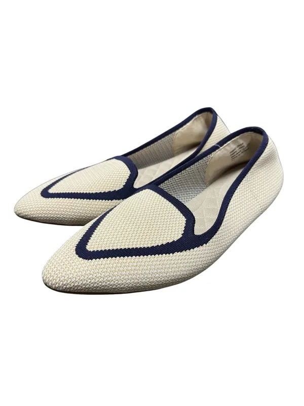 Birdies Blackbird Womens Flats Knit Woven Loafers Slip-On Eggshell Navy 9.5 - Image 2