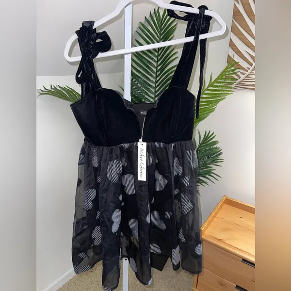 For Love & Lemons Alexandra Mini Dress Black Hearts NWT - Image 4