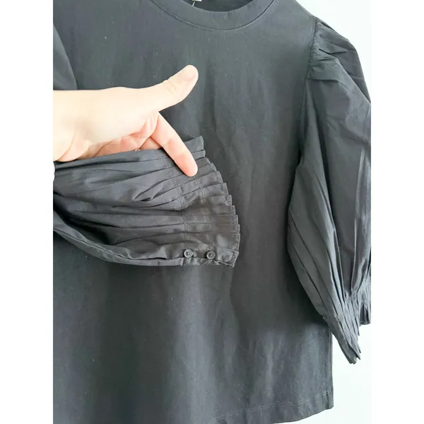 Madewell | NWT Puff Sleeve Knit Top in Black‎ | Sz M - Image 3