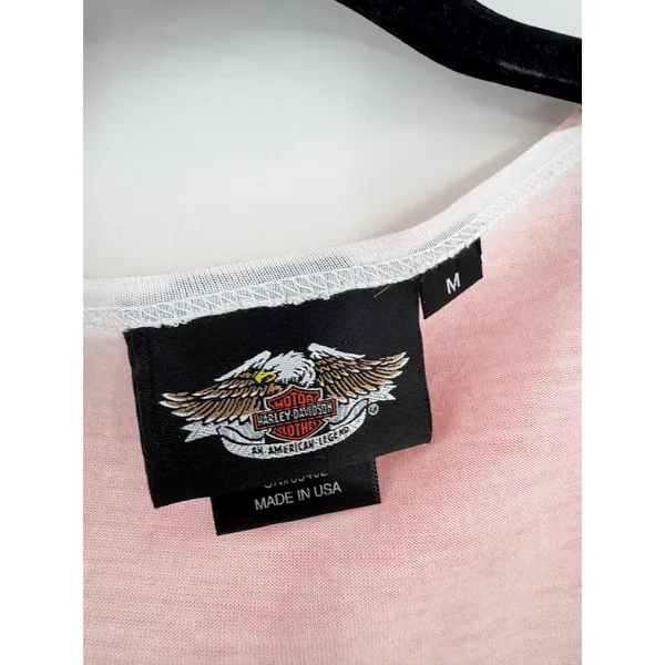 Harley Davidson Graphic Tee Women M Orange Black Eagle Dragon Grunge Street Y2K - Image 3