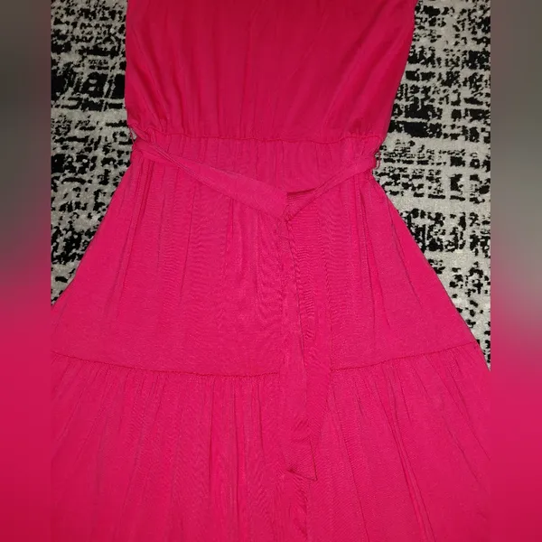 Loveappella Polish Pink Tiered Halter Maxi Dress Size Large NWOT - Image 9