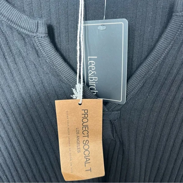Project Social T NWT Getaway Notch Neck Sweater Ribbed Pullover Black Size Small - Image 6