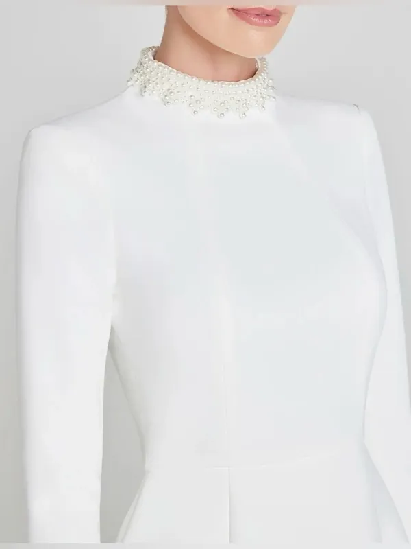 NEW Nadine Merabi White Audrina Athena Beaded Long Sleeve Minidress Sz 6 - Image 4